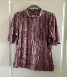 Anthropologie Pilcro M Pink/Rose Velvet Short Sleeve Mock Neck Top