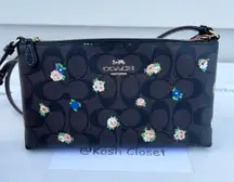 Zip Top Crossbody With Mini Rose Print