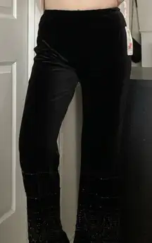 Vintage Adrianna Papell Evening Velour Wide‎ Leg Beaded Hem Pants Small