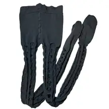 Balenciaga Black Cut Out Tights Hosiery Open Ladder Made in Italy Size S