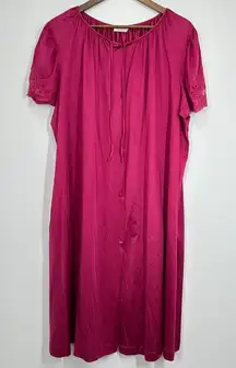 Vintage Lorraine 2X‎ Maroon Delicate Short Sleeve House Coat Robe Lace Delicate