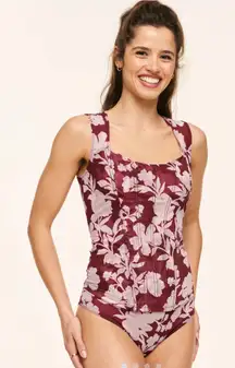 Adore Me Felice‎ Maroon Pink Floral Top Bottom NWOT