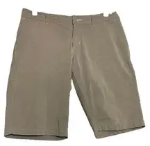 Horny Toad Chino Shorts Flat Front Slash Pocket Zip Pin Stripe Tan 31"