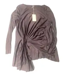 COS Asymmetrical Drape Twist Long Sleeve Top Navy Blue Size M