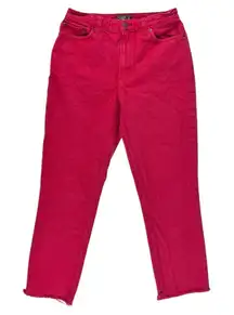 Abercrombie Red A&F Mom Jeans Relaxed Tapered Leg Size 4 Short