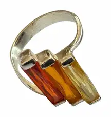 Sterling Silver Sunset Glass Triple-Baguette Ring