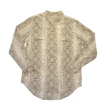 NWT Equipment Signature in Khaki Python Snakeskin Silk Button Down Shirt M