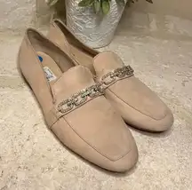 Aldo Blush Pink Suede Loafer Flats Diamond Straps sz 10