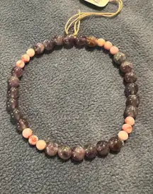 Amethyst and pink beaded bracelet