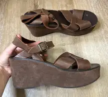 Kork-Ease Ava Chocolate Brown Chunky Wedge Platform Shoes EU 39