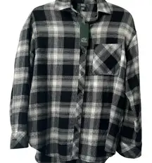Wild Fable Women's Black Plaid Button-Down Flannel Shirt - Size XXS - NWT