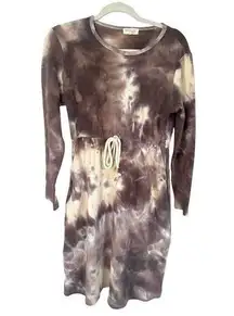 Roolee Mom Nursing Dress Small Tie Dye Long Sleeve Tie Waist Zip Sides Modest