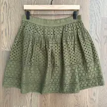 Old Navy Cotton Eyelet A-Line Circle Elastic Waist Skirt in Olive Green Size XS