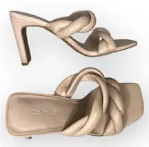 Open Edit Remmy Twist Heeled Sandals Women’s Size 6.5M Beige Heel Shoes