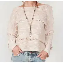 Misa Los Angeles Sofya Fringe Viscose Pullover  Beige Sweater Size M