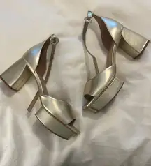 Raleigh Metallic Ankle-Strap Platform Sandals