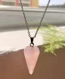 Rose Quartz Pendulum Pendant Chain Necklace