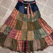 Bohemian Patchwork A-Line Skirt - Multicolor