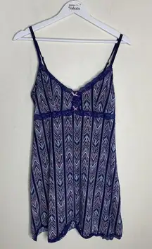 Jessica Simpson Blue Pattern Pink Mini Nightgown Dress Lingerie Size Medium