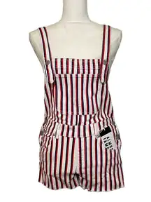 NWT  Navy Blue White Red Stripe Shortalls Overalls Shorts New Ole Miss