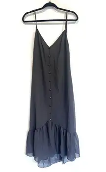 NWT Blushmark Button down Black Iris Midi Slip Dress Size 0X XL Flowy Cocktail