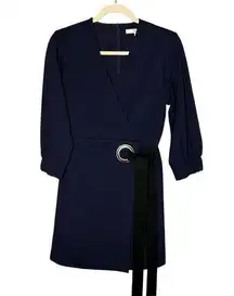 Tibi Bond Wrap Front Stretch Knit Dress Navy Size 0