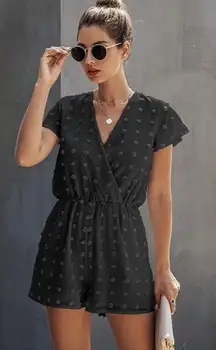 Women’s Black Dotted Swiss lined Size XL Romper Shortall Casual City Modern