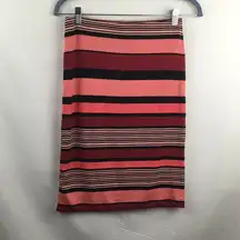 Pinks and Black Striped Stretch Straight Skirt
