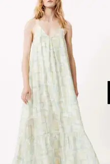FRNCH Maxi White/Green/Blue Linen Sundress - Size M