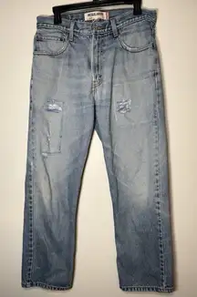 LEVI'S 505 Regular Fit Jean Medium Wash Distressed 90s Grunge High Rise 34x30