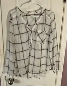 - Merona: Black White Plaid Lightweight Top Nwot Sz L