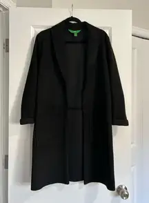 Black Long Cardigan Open Coat Size Small