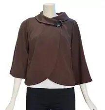 DU Jour Brown Cropped Cape Jacket Women’s Size Small Feminine