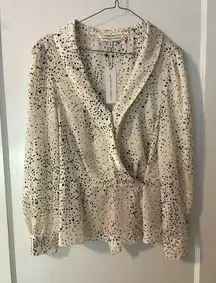 NWT Professional Blouse Polka Dot Ivory And Black Cupcakes And Cashmere Medium
