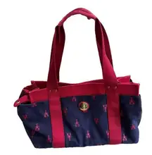 Tommy Hilfiger Canvas Lobster Tote Bag Purse Preppy Red & blue