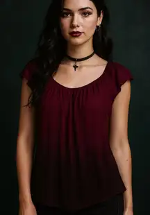 Dressbarn Y2K Ombre Vampy Goth Blouse Women’s M | Witchy Dark Aesthetic Top mesh