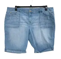 Gloria Vanderbilt SZ 24W Rachel Bermuda Jean Shorts Stretch Hi-Rise Light Wash