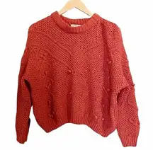 Pull & Bear Sweater Pumpkin Fall Chenille Popcorn Pullover Women’s Size Medium