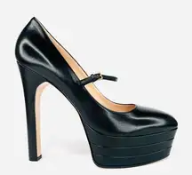 Gucci Plato Malaga Leather Platform Mary Jane Marmont Heel Pumps Size EU 41