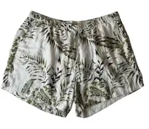 C&C California Womens 100%‎ Linen Leaf Print Pull On Shorts Sz 3X Lightweight