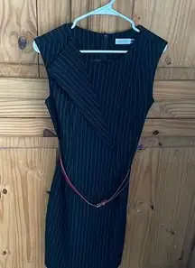 CALVIN KLEIN Black Striped Sleeveless Dress Size 8