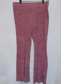 Ava & Viv Pink High Waisted Ribbed Flare Leg Lounge Pants size 1X