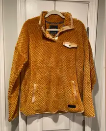 Simply Southern Size L Mustard Yellow Waffle Plaid Quarter Snap Fleece Jacket