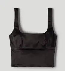 Aritzia Wilfred Shine Bustier Corset Satin Cropped Tank Top Black