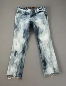 Rock Revival Jeans Bleach Wash Distressed Frayed Hem Denim Size 28