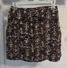 Free the Roses Brown and White Floral Mini Skirt