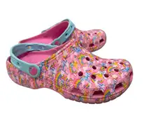 Lisa Frank x Crocs Classic Clog Pink Unicorn Rainbow Print Women’s Size 7 ￼