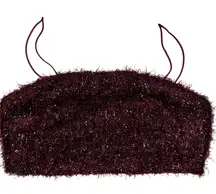 Forever 21 maroon dark red crop top fuzzy tinsel style shirt
