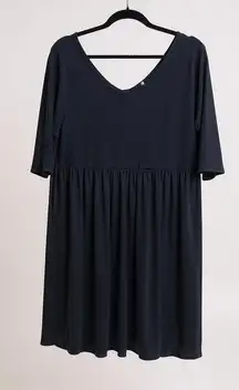 Black V-Neck‎ Babydoll Dress 1X