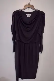 MAGGY LONDON black dress with drape sz 12